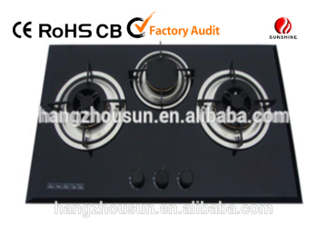 3 burners tempered glass gas stove