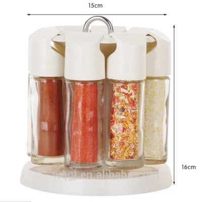 8PCS Magnetic Spice Rack Set Rotary Condiment Seasoning Bottles Rack Plastic Rotating Seasoning Spices Cooking Tools