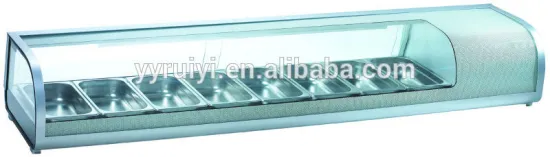 Digital temperature control glass door sushi case display freezer