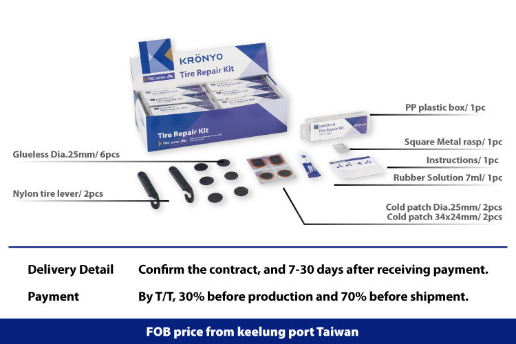 Kit de reparación de neumáticos Tubo interno Neumático externo con parche sin glú
