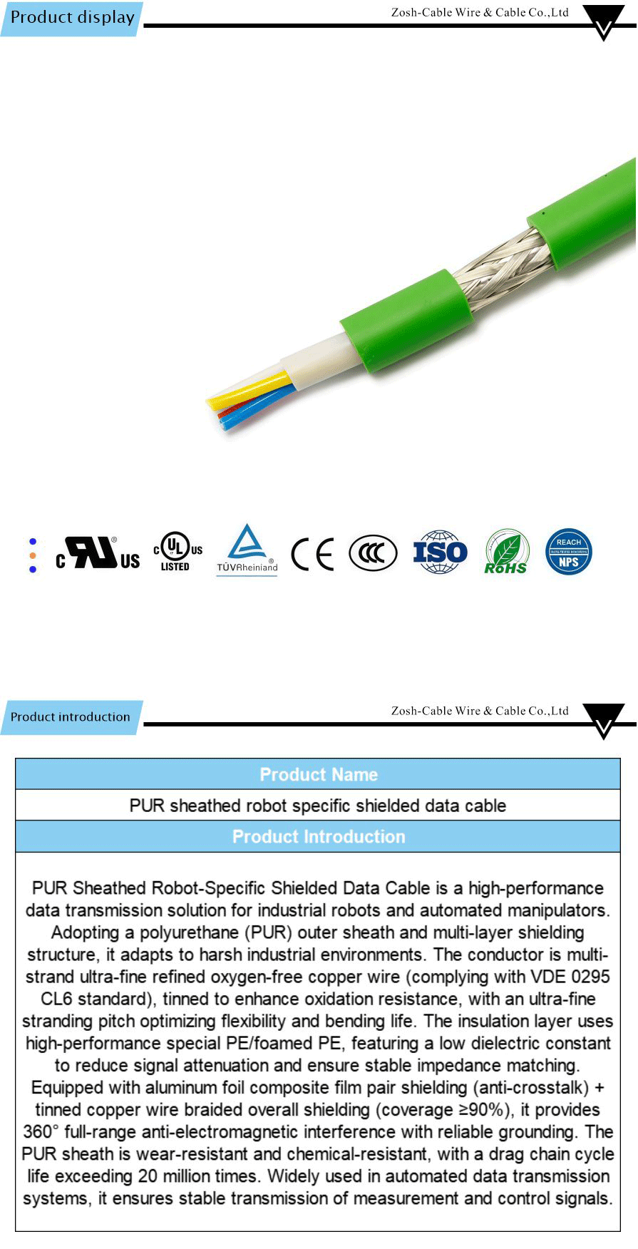 Robot cable (anti-torsion)-xiangqing1-ZS020A
