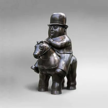 Famous fat men on fat horse statue bronze fat horse and man sculpture