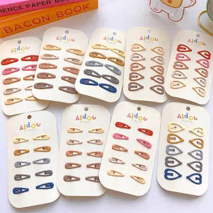Frosted BB Clips for Children - Heart Shape Hair Accessories in Coffee Color