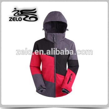 Women's 3 color combined melange woven ski snow jacket