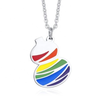 Iywu Aceon Stainless Steel Gourd Shape Pendant with Rainbow Enamel Pattern