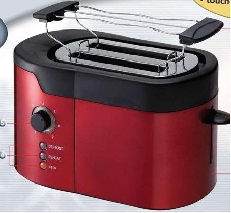 800w 50 Or 60 Hz Red Electric Two Slice  Bread Pop Up Toaster Ovens