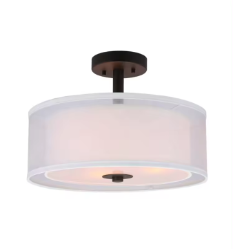 Modern Bronze Drum Semi Flush Mount Ceiling Light for Living Room & Bedroom