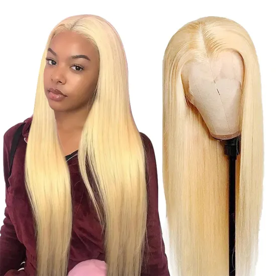 Wholesale 28Inch 613 Blonde Wigs T Part Lace Wigs Remy Brazilian Cuticle Aligned Virgin Human Hair Lace Wigs For Black Women