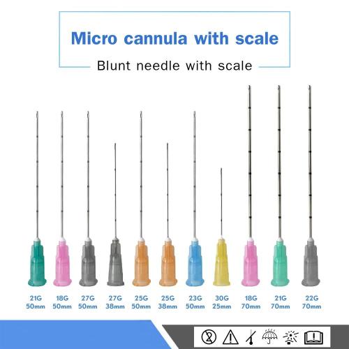 Micro cánvula aguja de punta roma inyección de ácido hialurónico