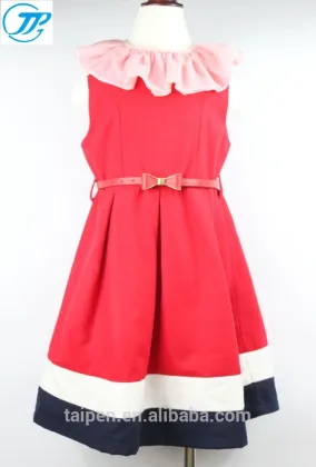 2016 Hot Sale Summer Red Sleeveless Kids Girls Striped Party Dress Dresses Children