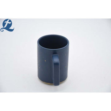 Custom Design Unique Matte Glazed Blue Handle Mug