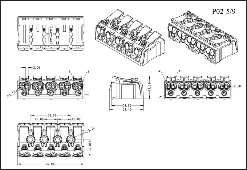 push wire connector 5 ports