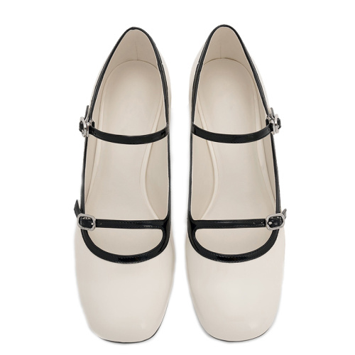 Elegant Women's Leather Mary Jane Low Heel Shoes