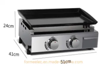 3 Burners Countertop Gas Grill Desktop Gas Griddles Enamel Grille 3 Control Gas Fried Griddle