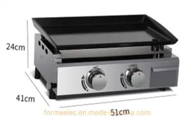 3 Burners Countertop Gas Grill Desktop Gas Griddles Enamel Grille 3 Control Gas Fried Griddle