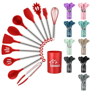 12PCS Silicone Kitchen Utensils Set with Stainless Steel Handles