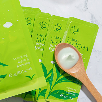 LAIKOU 3g*15 Pcs High Quality Herbal Matcha Night Sleeping Face Mask - Travel Essentials Moisturizing and Hydrating Essence