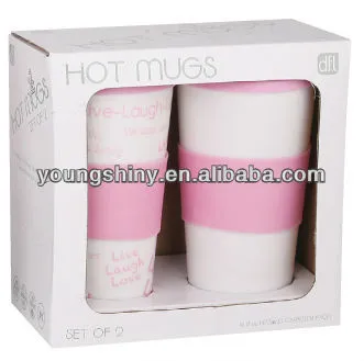 2-PC.16oz DOUBLE WALL PP COFFEE MUGS W/SILICONE BAND
