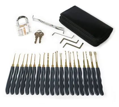 24pcs Locksmith Supplies Practice Lock Pick Set With Clear Padlock