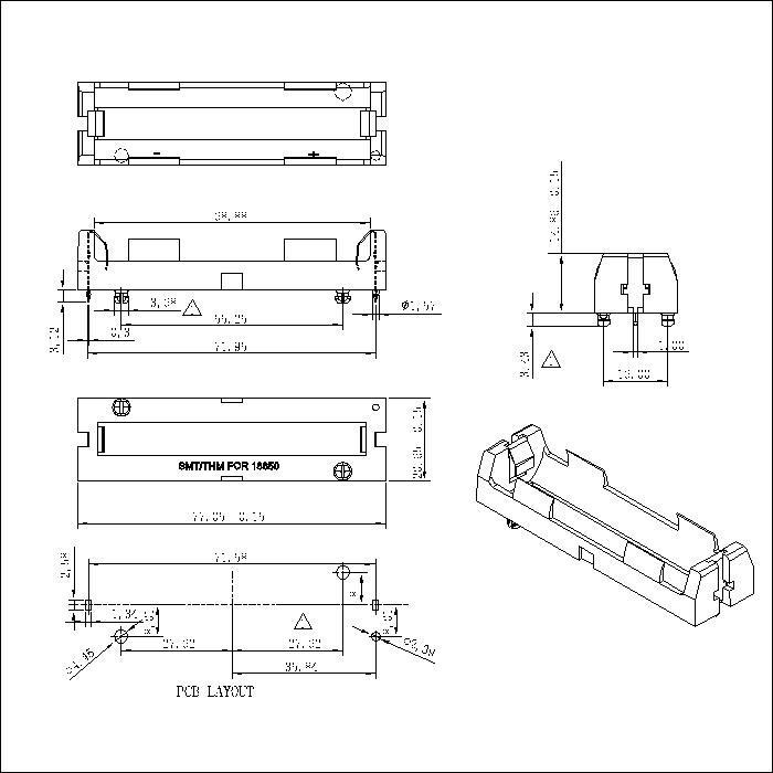 Coin Cell Holders For One Li-ion 18650 Dip BT-S-G0-R-18650-1