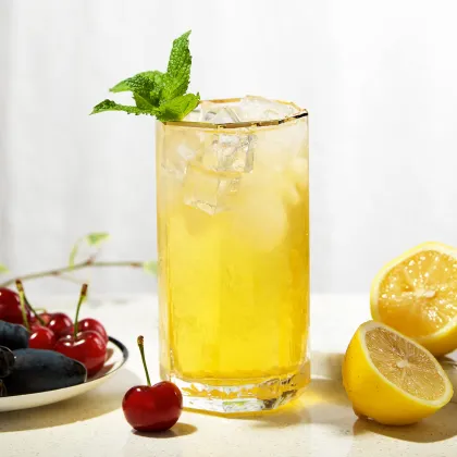 highball glass with gold rim