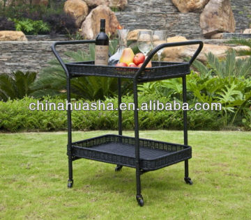 Outdoor Honey Wicker Patio Furniture Serving Cart HS-Z006