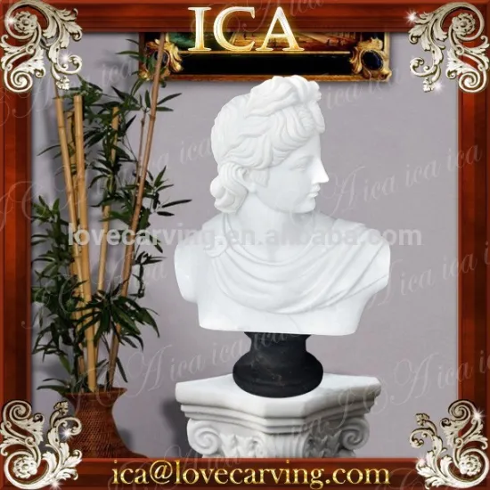 Home famous apollo man bust natural white stone sculpture