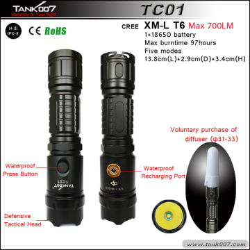 700lumens Five Mode T6 LED Rechargeable Flashlight (TC01)