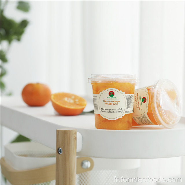 Coupe de fruits de mandarine en conserve de 8 oz en sirop de lumière