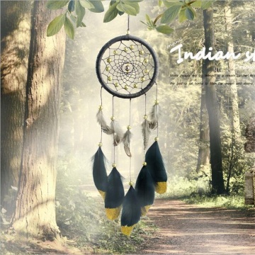 Promotional Christmas gift ornament Home Room Interior Decoration accessories Handmade Traditional Black leather dream catcher