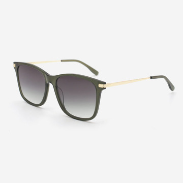 Square Acetate And Metal Combined Unisex Sunglasses 23A8115