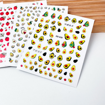 Leidankou 3D Pear Strawberry Cactus Nail Art Stickers