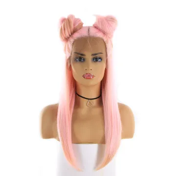 X-TRESS wholesale Ombre Pink Gold Color Lace Front Synthetic Hair Wigs  Long Silk Straight Lace hair wigs for black women