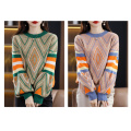 Puffed sleeve wool knit sweater for women