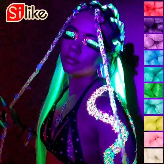 Silike  24 inch Jumbo Braids Shining Hair in Night 100g Glowing Synthetic Soft Braiding Hair Extensions Wholesale High Quality
