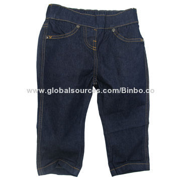 Girl's Casual Cotton Jeans Shorts, Customized Logos and Labels Accepted