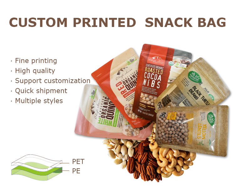 Custom Food Ziplock Laminated biscuit packaging bags