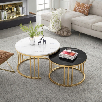 Nordic Minimalist Solid Wood Golden Coffee Table for Hotel Living Rooms