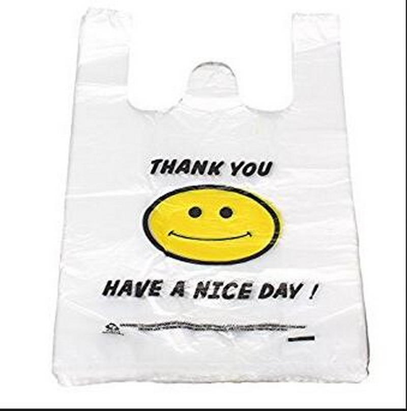 Smiley Face Thank You Supermarket Shopping Shrink Wrap Plastic Bags