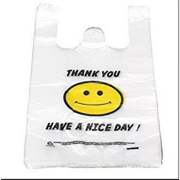 Smiley Face Thank You Supermarket Shopping Shrink Wrap Plastic Bags