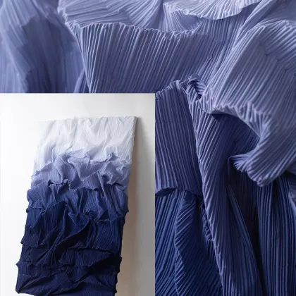 Issey Miyake Gradient Pleated Fabric for Creative Modeling and Textured Decor
