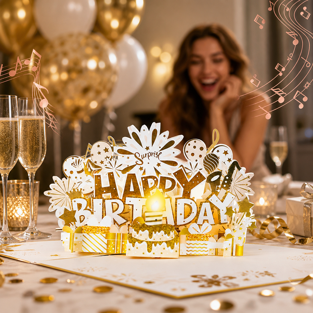 luxury birthday pop up card