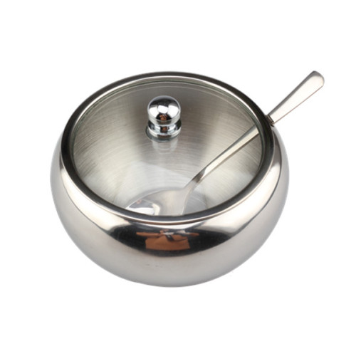 Stainless Steel Sugar Bowl With Spoon