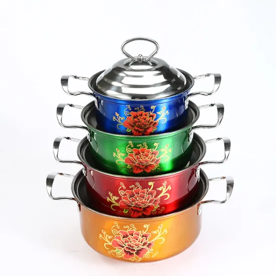 Pattern Multi-Color Stainless Steel Pot Cookware Set