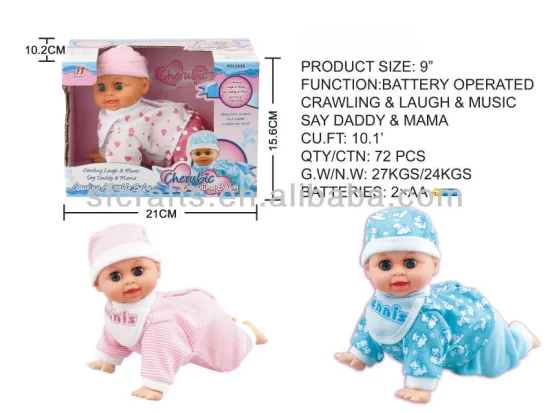9 inch battery operated crawling baby with IC sound and music,Electric crawling baby crying singing and dancing