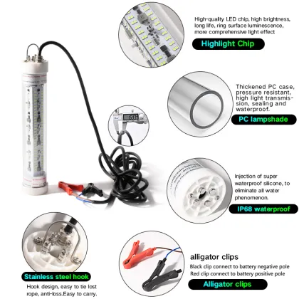 DC 12V/24V LED Night Fishing Lights - 200W to 600W Underwater Fishing Lights