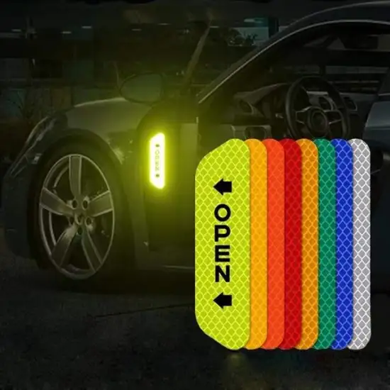 4PCS/set Universal Car Door Stickers Safety Warning Reflective Tape