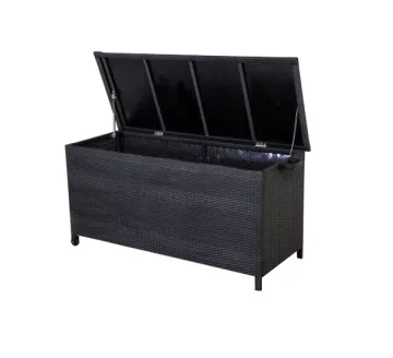 Outdoor Waterproof Wicker Cushion Storage Box with Plastic Inlay