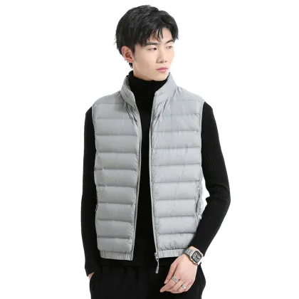 90% White Duck Velvet Spring/Autumn Sleeveless Vest with Short Stand-up Collar