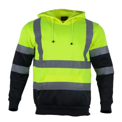 Hi-Vis Safety Windproof Long Sleeve Reflective Stripe Hoodie